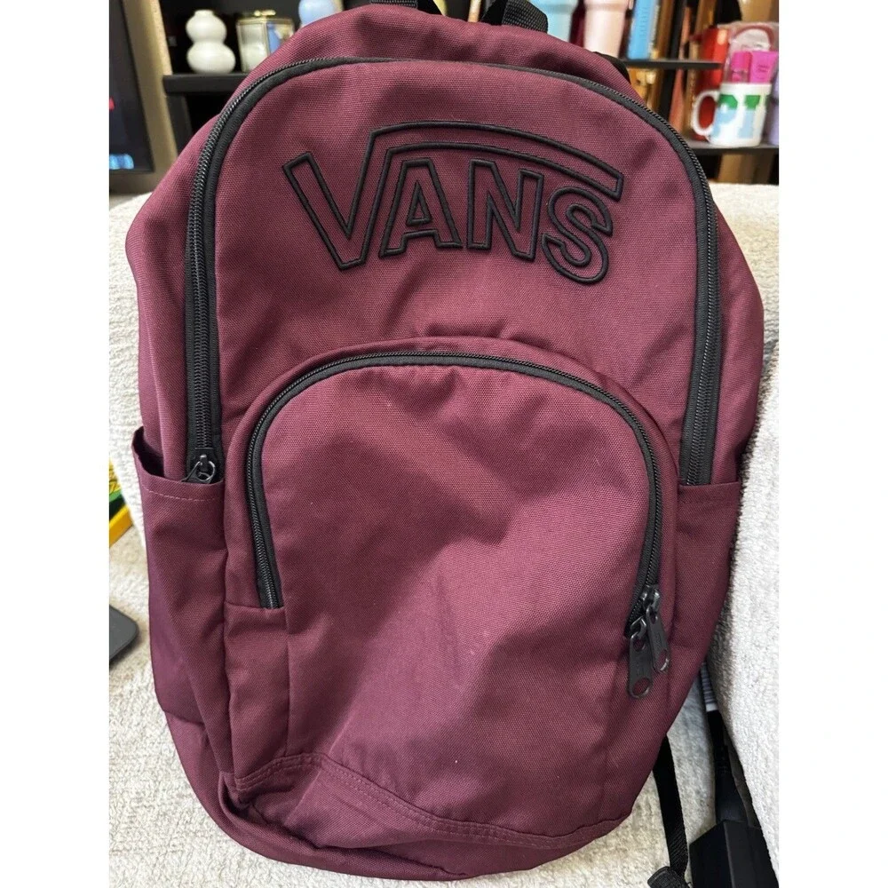 Vans Alumni Pack 2-B Backpack Burgundy Port Royale Laptop School Bag EUC